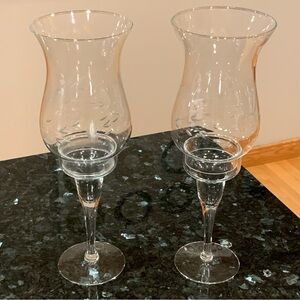 Princess House Heritage crystal hurricane candle stick holders #428 vintage